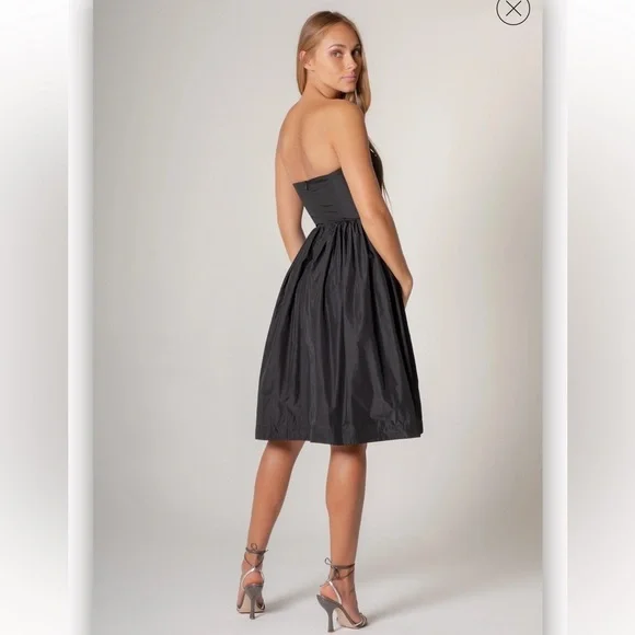 Lavender Brown NEW Madelyn Black Strapless Midi Dress size small - Picture 2 of 9